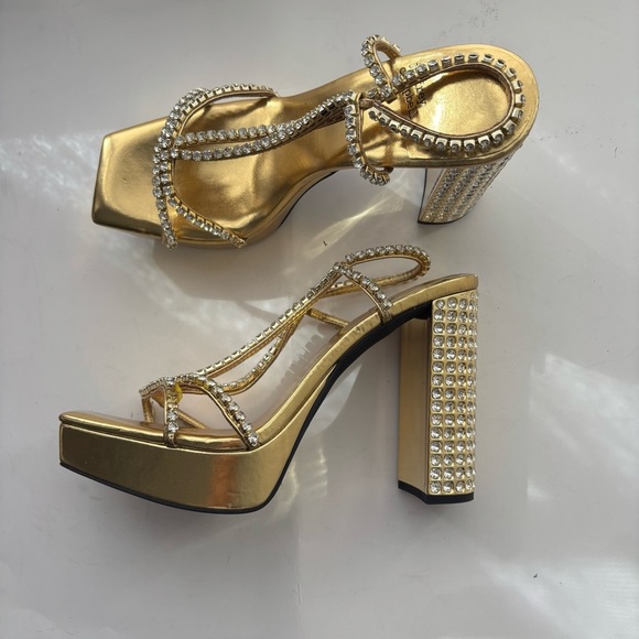 JEFFREY CAMPBELL, Nuite Embellished Slingback Platform Sandal, Sz 8.5 - Picture 4 of 12